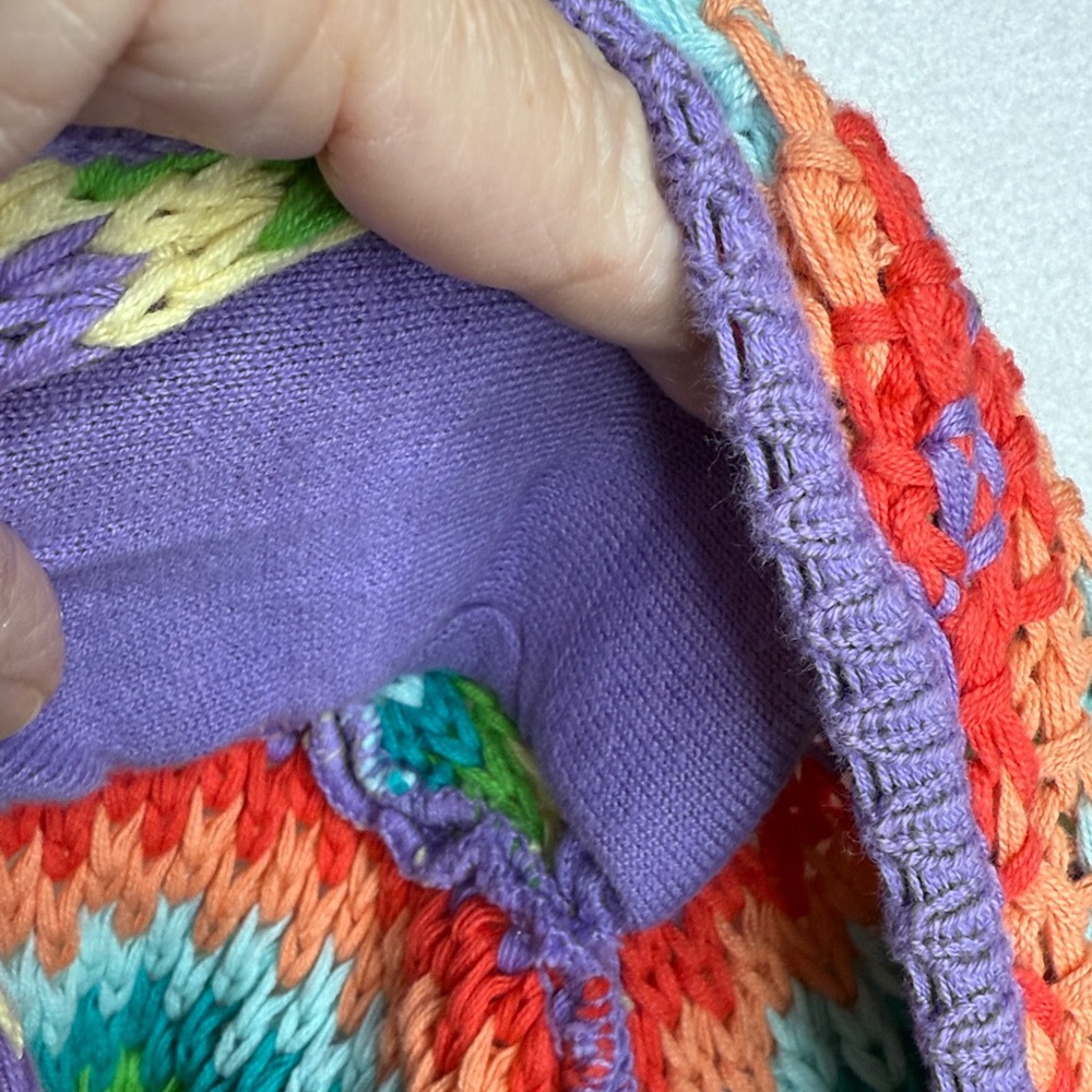 Vintage 80s Sweater Cute Rainbow Stripe 100 per cotton cardigan.  FAB! Large - Picture 9 of 9